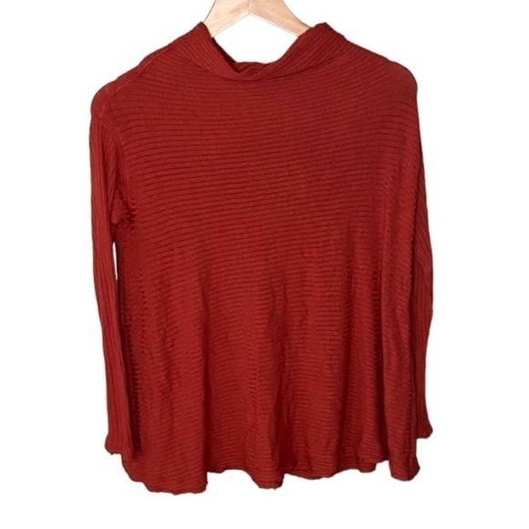 Free People Lover Rib Split Back Knit Sweater - Rust, Terracotta - Picture 3 of 10